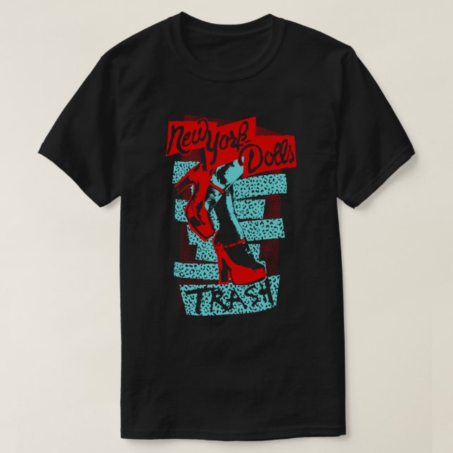 New York Doll's (Red, Blue) TRASH T-Shirt (Design Front)