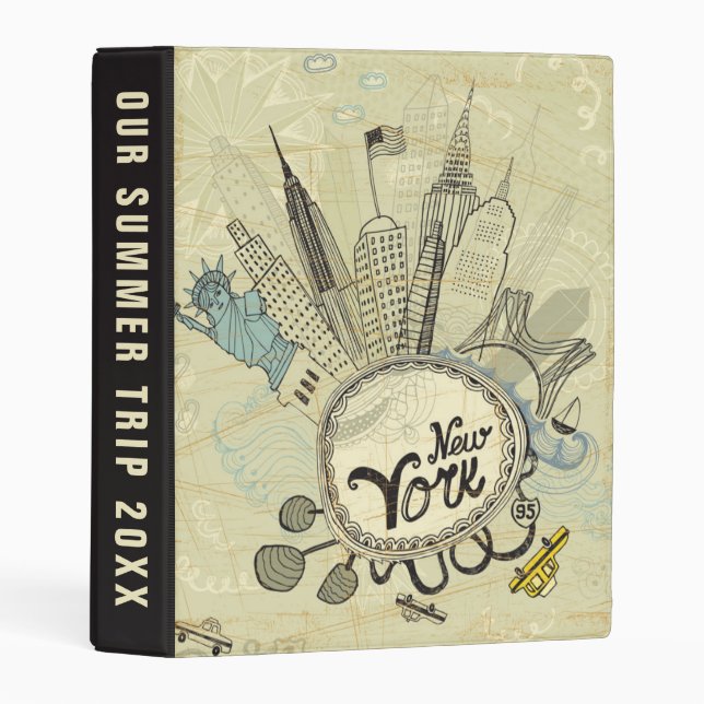 New York Doodle Poster | Add Your Text Mini Binder (Front/Spine)