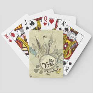 New York Doodle Poster Poker Cards