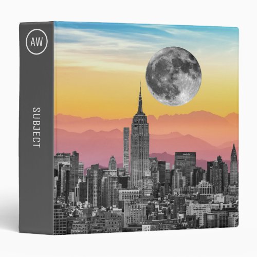 New York Dream Colorful Monogram 3 Ring Binder