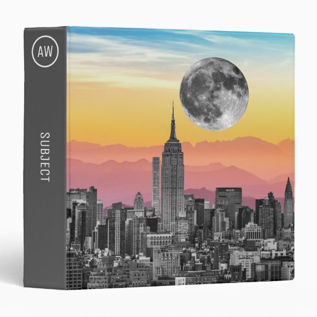 New York Dream Colorful Monogram 3 Ring Binder (Front/Spine)