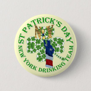 New York drinking team St Patrick's day Button