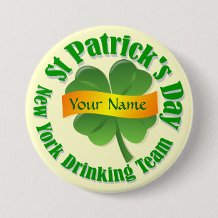 New York drinking team St Patrick's Pinback Button