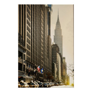 New York, E 42 St and Chrysler Building Poster