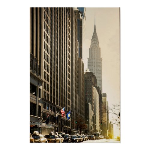 New York E 42 St and Chrysler Building Poster