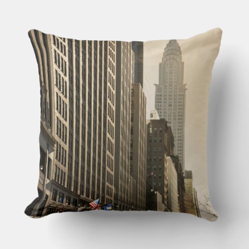 New York E 42 St and Chrysler Building Throw Pillow