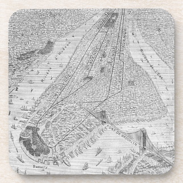 New York: El Train, C1878 Beverage Coaster (Front)