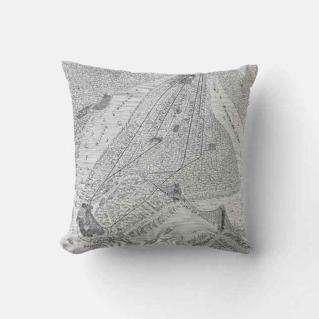 New York: El Train, C1878 Throw Pillow (Front)