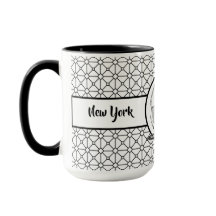 New York Elegant Pattern Black Ringer 15oz Mug