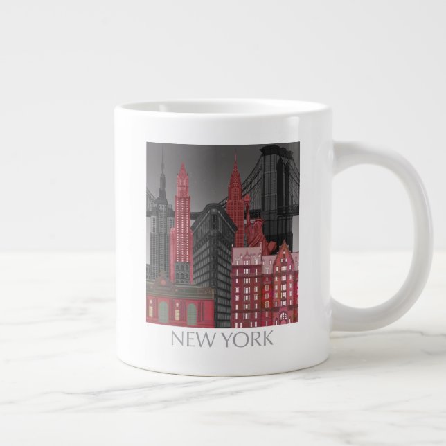 New York Elevations by Night - Red Giant Coffee Mug (Right)