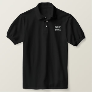 New York Embroidered Mens Polo Shirt Black