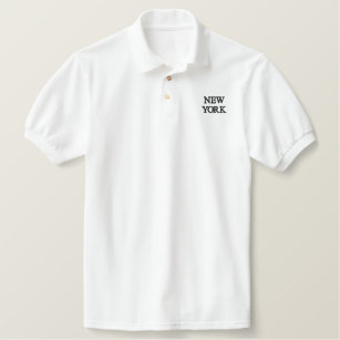 New York Embroidered Mens Polo Shirt White