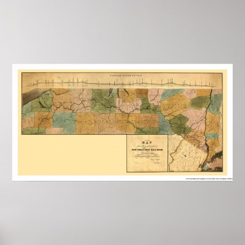 New York  Erie Railroad Map 1834 Poster