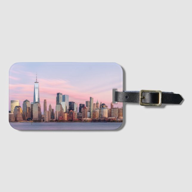 New York Evening Skyline Luggage Tag (Front Horizontal)