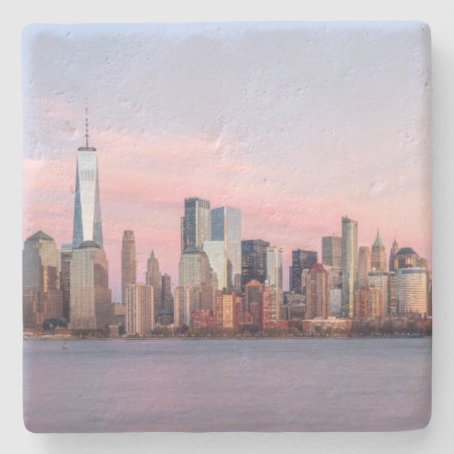New York Evening Skyline Stone Coaster (Front)