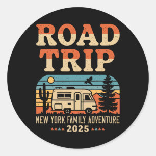 New York Family Adventure Rv Camping Travel Road T Classic Round Sticker