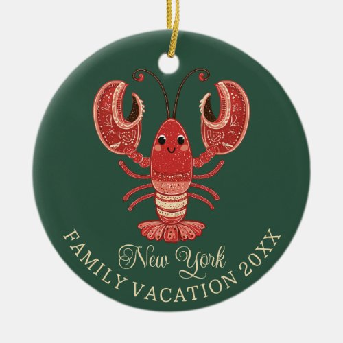 New York Family Vacation Keepsake Lobster Ceramic Ornament