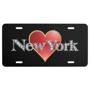 New York Faux-"Diamond" Bling License Plate