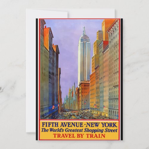 New York Fifth Avenue Vintage Poster Card