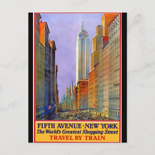 New York Fifth Avenue Vintage Poster Postcard