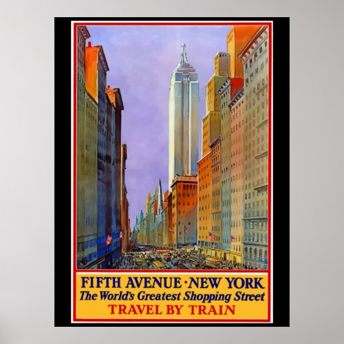 New York Fifth Avenue Vintage Poster Poster