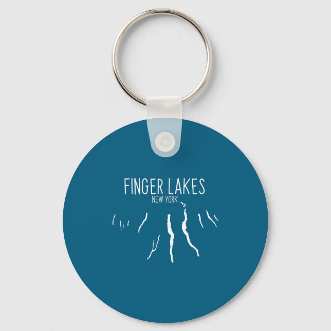 New York Finger Lakes Map Design _1  Keychain (Front)