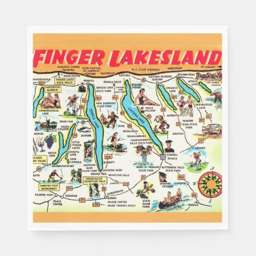 New York Finger Lakes Map Napkins