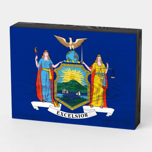 New York Flag The Empire State American Colonies Wooden Box Sign