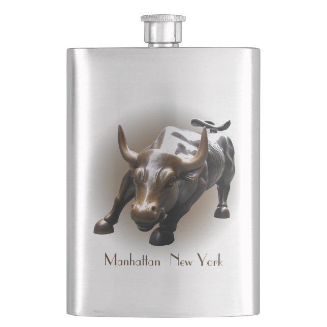 New York Flasks NYC Souvenir Bull Statue Flask (Front)