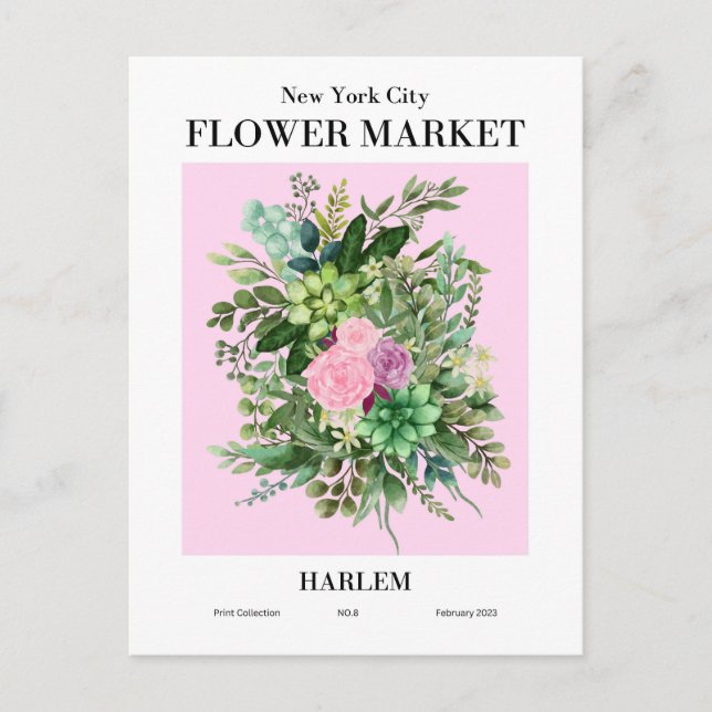 New York Flower Market, Harlem Postcard (Front)