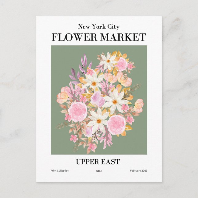 New York Flower Market, Upper East Postcard (Front)