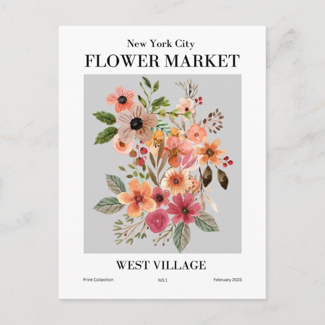 New York Flower Market, West Village Postcard (Front)