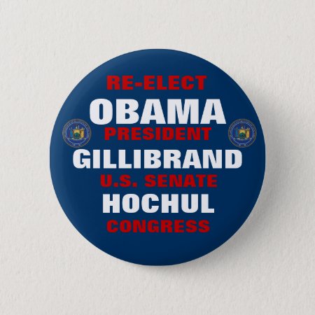 New York For Obama Gillibrand Hochul Pinback Button