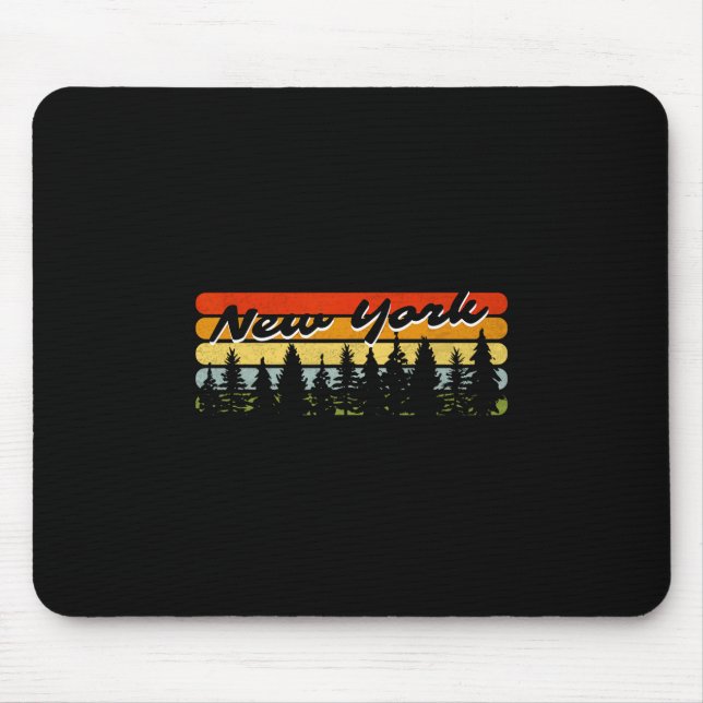 New York Forest Sunset Trees Cabin Theme Souvenir  Mouse Pad (Front)
