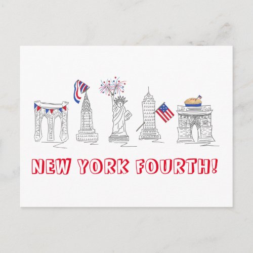 New York Fourth NYC Patriotic July 4th Celebration Invitation Postcard