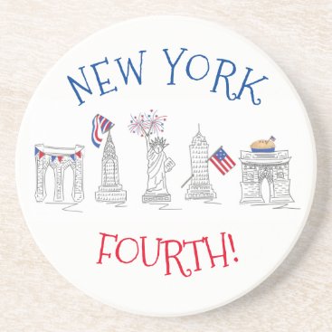 New York Fourth NYC Patriotic July 4th Landmarks Coaster New York Fourth NYC Patriotic July 4th Landmarks Coaster