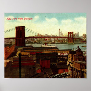 New York from Brooklyn, Vintage Poster