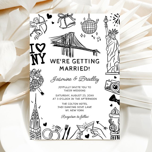 New York Fun Doodle Wedding Invitation (Creator Uploaded)