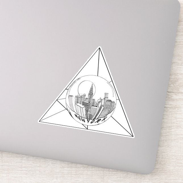 New York Geometric Simple Lines White and Black Sticker (Detail)