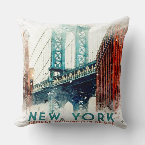 New York George Washington Bridge Throw Pillow