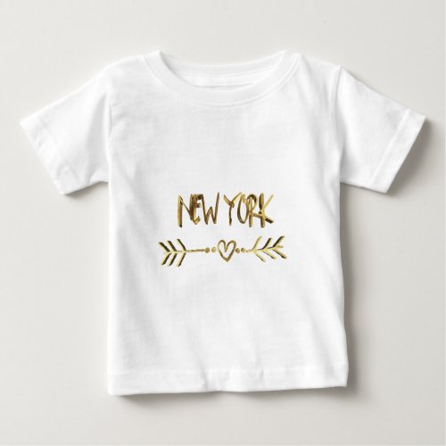 New York Gold Look Typography USA City Elegant Baby T_Shirt