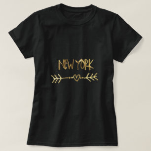 New York Gold Look Typography USA City Elegant T-Shirt