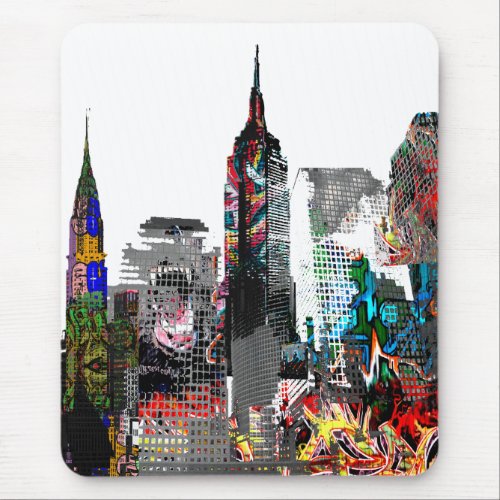 New York graffiti skyline Mouse Pad