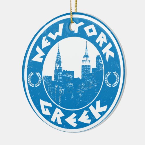 New York Greek American Ceramic Ornament