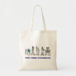 New York Hanukkah NYC Chanukah Holiday Tote Bag<br><div class="desc">Features an original pen-and-ink illustration of various New York City landmarks "dressed up" for the holiday season. Perfect for Hanukkah!</div>