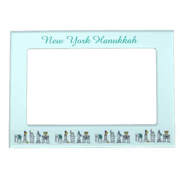New York Hanukkah NYC Landmarks Chanukah Holiday Magnetic Picture Frame (Front)