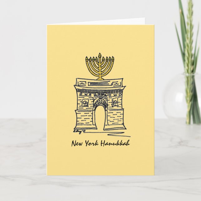 New York Hanukkah Washington Square Menorah Candle Holiday Card (Front)