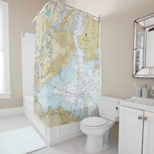 New York Harbor Nautical Chart 12327 Shower Curtain