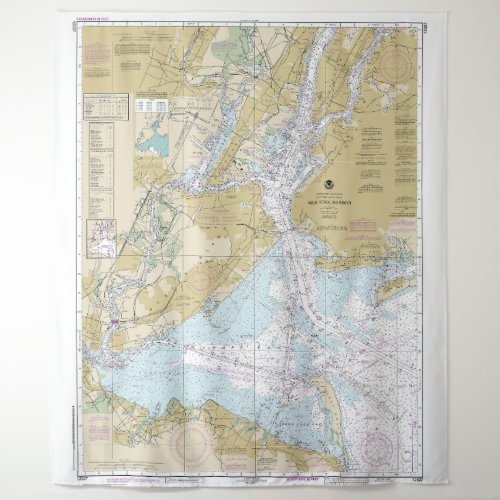 New York Harbor Nautical Chart 12327 Tapestry