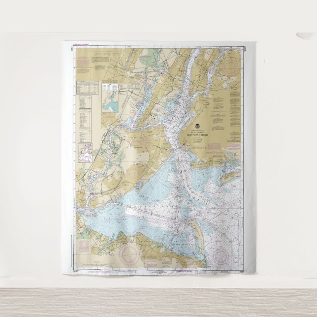 New York Harbor Nautical Chart 12327 Tapestry (Front)